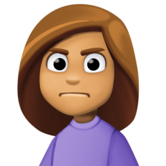 Bagaimana Woman Frowning: Medium Skin Tone emoji terlihat di Facebook.