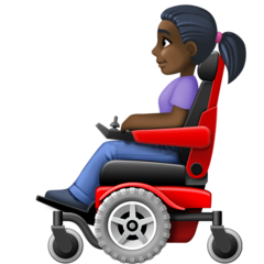 Bagaimana Woman in Motorized Wheelchair: Dark Skin Tone emoji terlihat di Facebook.