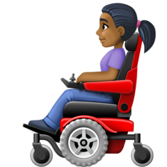 Bagaimana Woman in Motorized Wheelchair: Medium-Dark Skin Tone emoji terlihat di Facebook.