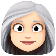 Bagaimana Woman: Light Skin Tone, White Hair emoji terlihat di Facebook.