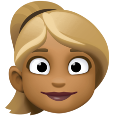 How Woman: Medium-Dark Skin Tone, Blond Hair emoji looks on Facebook.