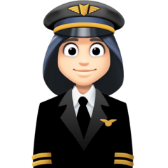 A quoi ressemblent les emoji Pilote femme: peau claire sur Facebook.