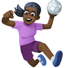 Bagaimana Woman Playing Handball: Dark Skin Tone emoji terlihat di Facebook.