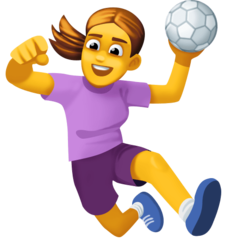 Como o emoji do Jogadora de handebol é exibido no Facebook.