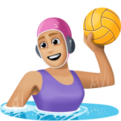 Hoe Vrouw die waterpolo speelt: lichtgetinte huidskleur emoji eruit ziet op Facebook.