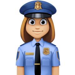 Cómo se ve el emoji Agente de policía mujer: tono de piel claro medio en Facebook.