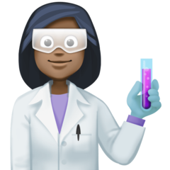 Cómo se ve el emoji Profesional de la ciencia mujer: tono de piel oscuro en Facebook.