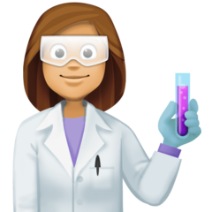 Cómo se ve el emoji Profesional de la ciencia mujer: tono de piel medio en Facebook.