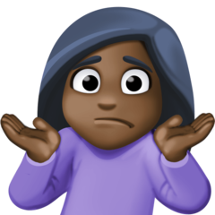 How Woman Shrugging: Dark Skin Tone emoji looks on Facebook.