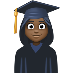 How Woman Student: Dark Skin Tone emoji looks on Facebook.