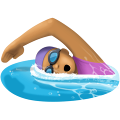 Bagaimana Woman Swimming: Medium Skin Tone emoji terlihat di Facebook.