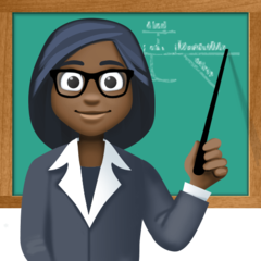 How Woman Teacher: Dark Skin Tone emoji looks on Facebook.