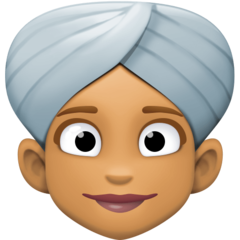 Jak wygląda emoji Kobieta w turbanie: karnacja średnia w Facebook.