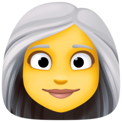 How Woman: White Hair emoji looks on Facebook.