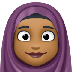 Cómo se ve el emoji Mujer con hiyab: tono de piel oscuro medio en Facebook.