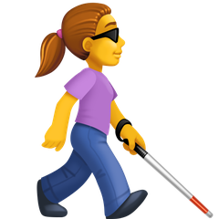 A quoi ressemblent les emoji Femme avec canne blanche vers la droite sur Facebook.