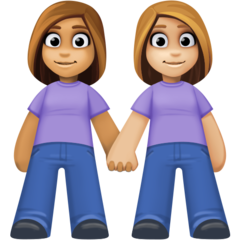 Hoe Vrouwen hand in hand: getinte huidskleur, lichtgetinte huidskleur emoji eruit ziet op Facebook.