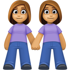 Bagaimana Women Holding Hands: Medium Skin Tone emoji terlihat di Facebook.