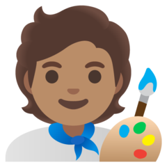 A quoi ressemblent les emoji Artiste: peau légèrement mate sur Google.