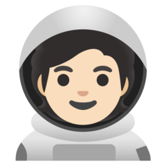 Hoe Astronaut: lichte huidskleur emoji eruit ziet op Google.