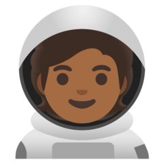 Bagaimana Astronaut: warna kulit gelap-sedang emoji terlihat di Google.