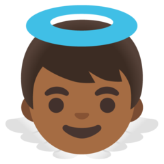 How Baby Angel: Medium-Dark Skin Tone emoji looks on Google.