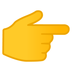 How Backhand Index Pointing Right emoji looks on Google.