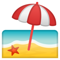 Hoe Strand met parasol emoji eruit ziet op Google.