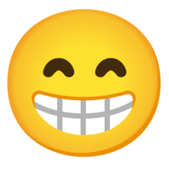 How Beaming Face with Smiling Eyes emoji looks on Google.