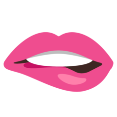 Bagaimana emoji Menggigit bibir kelihatan di Google.