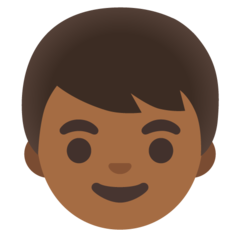 Jak wygląda emoji Chłopiec: karnacja średnio ciemna w Google.