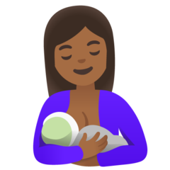 How Breast-Feeding: Medium-Dark Skin Tone emoji looks on Google.