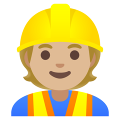 How Construction Worker: Medium-Light Skin Tone emoji looks on Google.