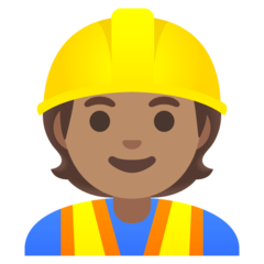 A quoi ressemblent les emoji Personnel du bâtiment: peau légèrement mate sur Google.