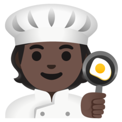 A quoi ressemblent les emoji Cuisinier (tous genres): peau foncée sur Google.