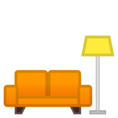 Hvordan Sofa og lampe emoji ser ud på Google.