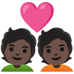 How Couple with Heart: Dark Skin Tone emoji looks on Google.