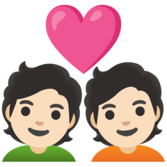 Bagaimana emoji Pasangan dengan simbol hati: ton kulit cerah kelihatan di Google.