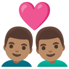 Bagaimana emoji Pasangan dengan simbol hati: lelaki, lelaki dan ton kulit sederhana kelihatan di Google.