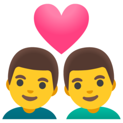 How Couple with Heart: Man, Man emoji looks on Google.