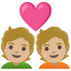 How Couple with Heart: Medium-Light Skin Tone emoji looks on Google.