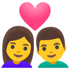 איך זוג עם לב: אישה, איש emoji נראה על Google.