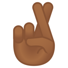 How Crossed Fingers: Medium-Dark Skin Tone emoji looks on Google.