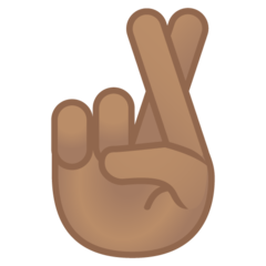 How Crossed Fingers: Medium Skin Tone emoji looks on Google.