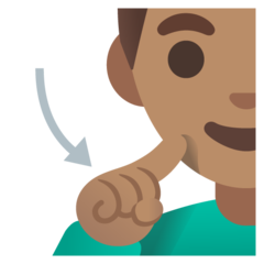 A quoi ressemblent les emoji Homme sourd: peau légèrement mate sur Google.