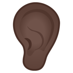 How Ear: Dark Skin Tone emoji looks on Google.