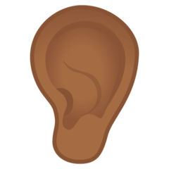 How Ear: Medium-Dark Skin Tone emoji looks on Google.