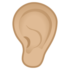 How Ear: Medium-Light Skin Tone emoji looks on Google.