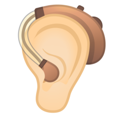 How Ear with Hearing Aid: Light Skin Tone emoji looks on Google.