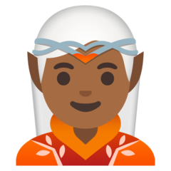 Como o emoji do Elfo: pele morena escura é exibido no Google.